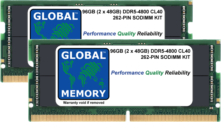 96GB (2 x 48GB) DDR5 4800MHz PC5-38400 262-PIN SODIMM MEMORY RAM KIT FOR LAPTOPS/NOTEBOOKS